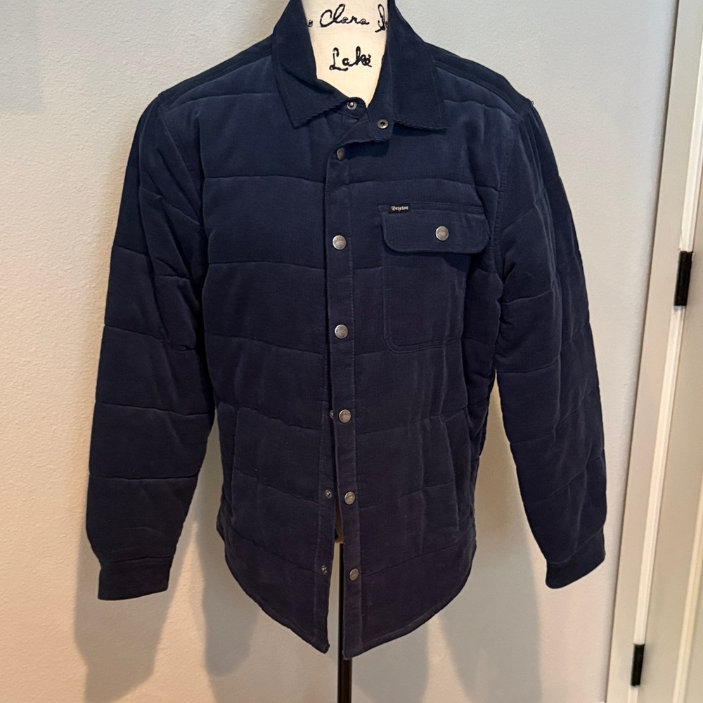 Brixton Navy Quilted Corduroy Snap Jacket